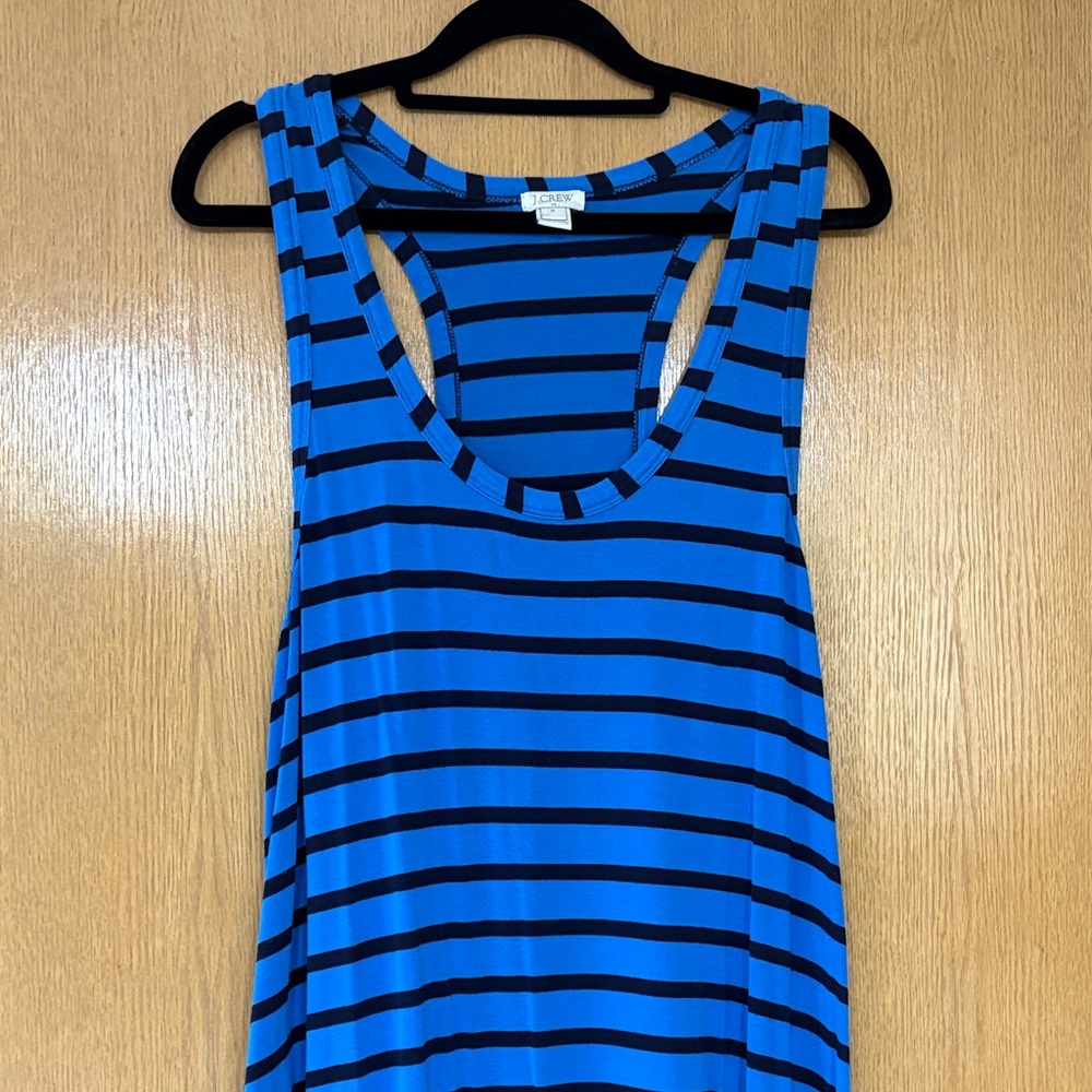 J. Crew Blue and Black Striped Racerback Tank Maxi Dress-M